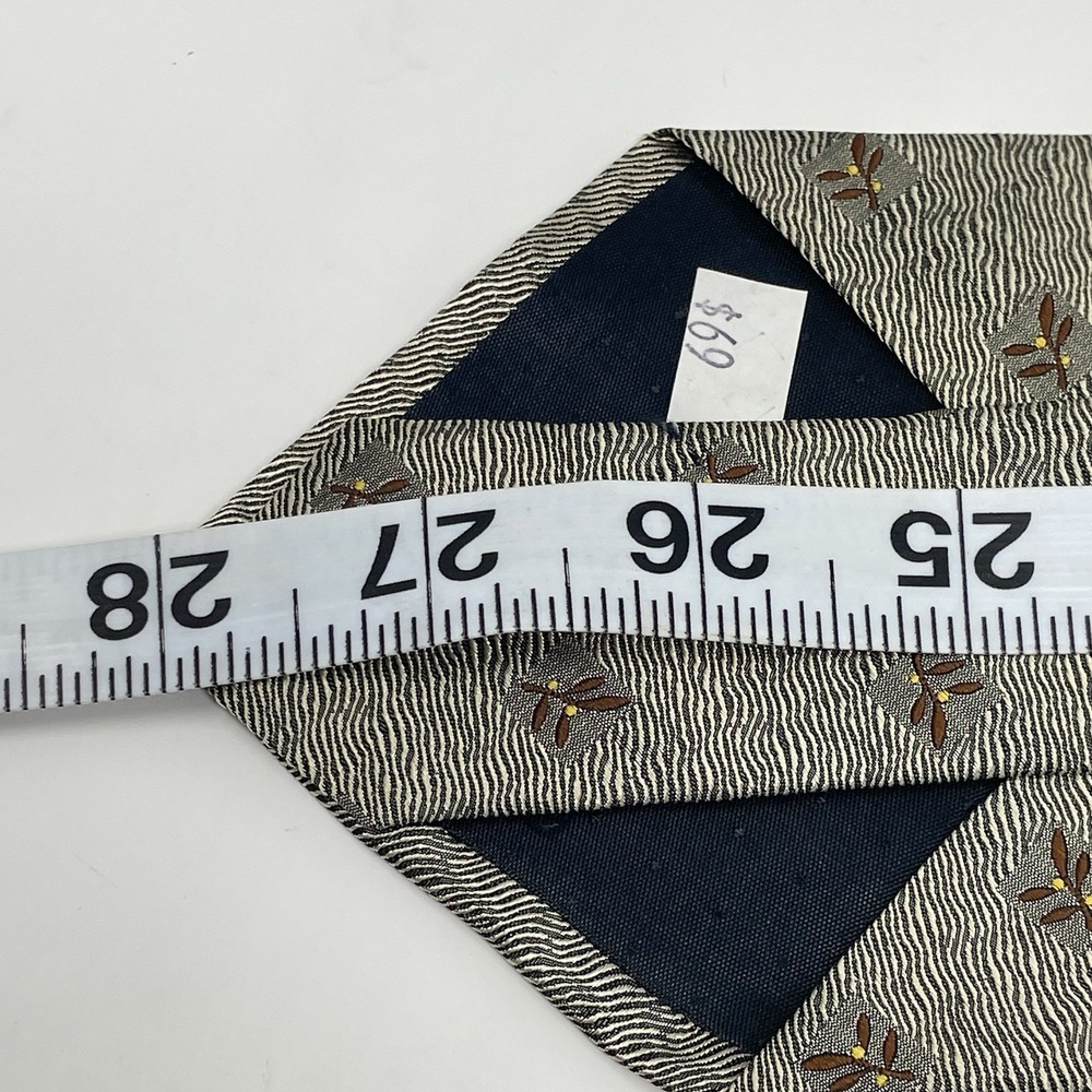Galante Uomo Tie Handmade Italy Silk Brown Cream Gray VTG 4x56" Pattern Classic - Picture 8 of 8